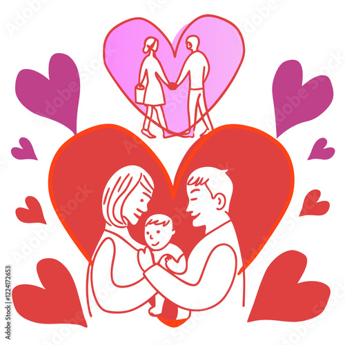 Happy valentine day illustration vector art,