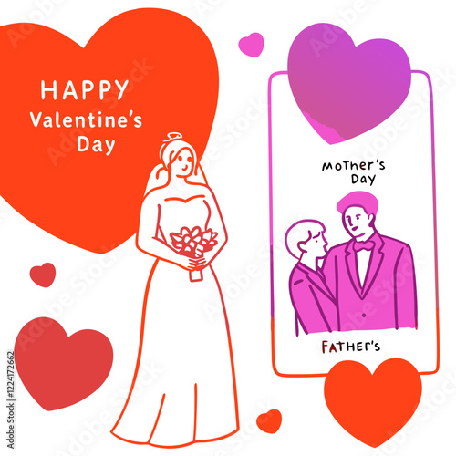 Happy valentine day illustration vector art,