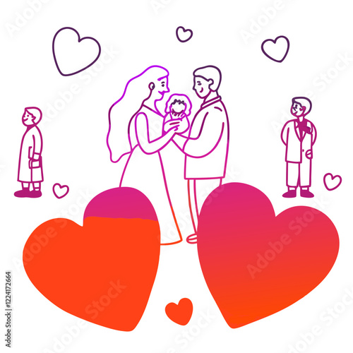 Happy valentine day illustration vector art,