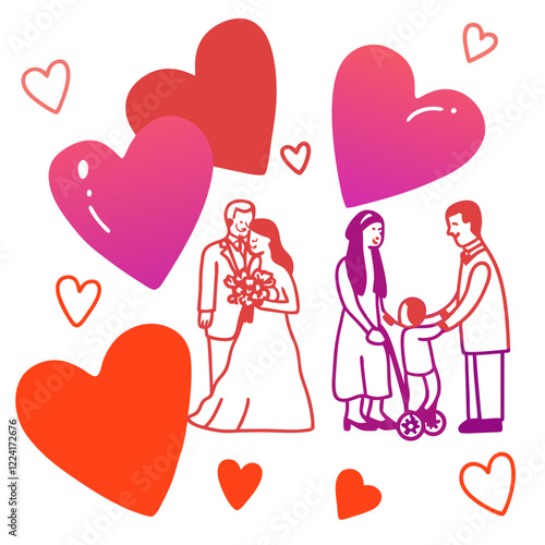 Happy valentine day illustration vector art,