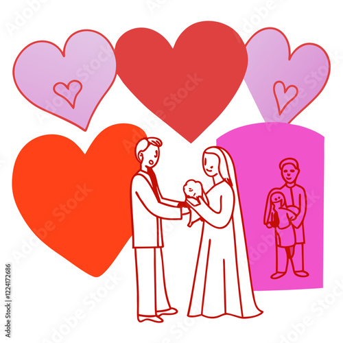 Happy valentine day illustration vector art,