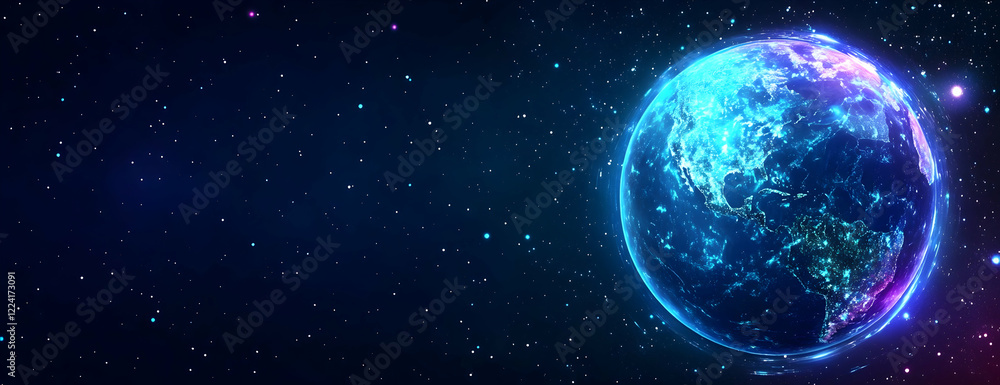 Glowing Earth in Space; Digital Globe Glowing Earth in Space; Digital Globe
