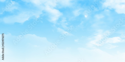 Blue sky background with white clouds. Fantasy cloudy sky, abstract image use for background. Vector design