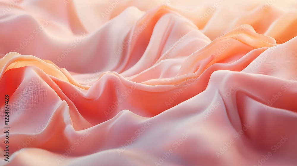 Peach Colored Fabric Draped in Soft Waves Peach Colored Fabric Draped in Soft Waves