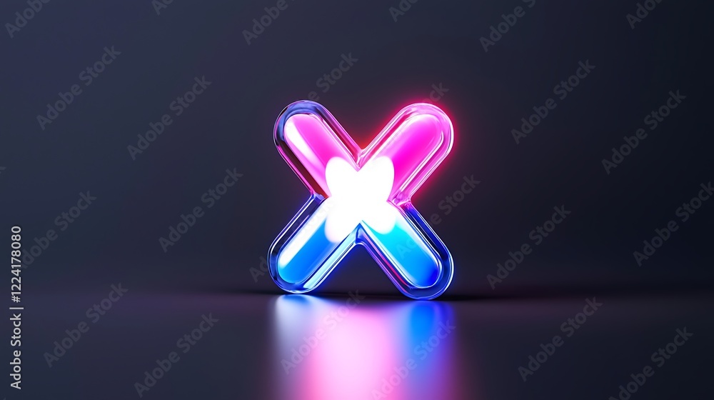 Glowing Neon X Symbol An Abstract 3D Render Glowing Neon X Symbol An Abstract 3D Render
