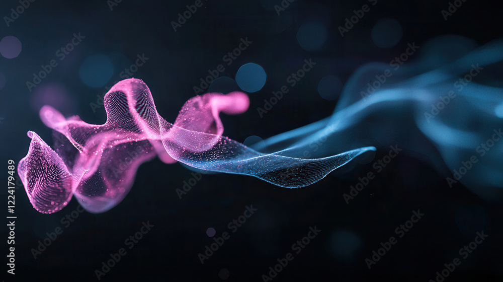 Fototapeta premium Swirling pink and blue waves create mesmerizing air fragrance flow, evoking sense of tranquility and beauty