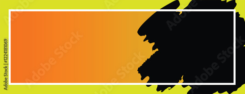 Abstract Orange and Black Brush Stroke with Yellow Frame