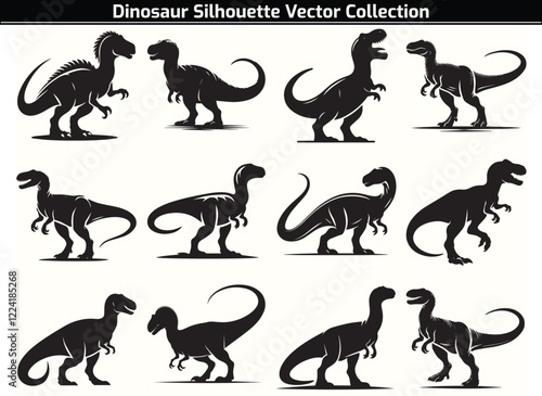 Set of Dinosaur Silhouette Vector Illustration