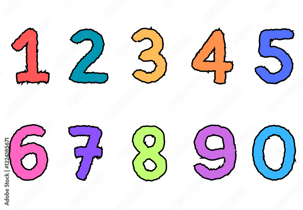 Set of numbers from zero to nine. Collection of numbers isolated on a white background. Vector illustration. Set of numbers from zero to nine. Collection of numbers isolated on a white background. Vector illustration.