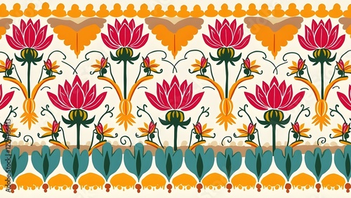 Scalloped Borders A Fuchsia and Turquoise Pattern