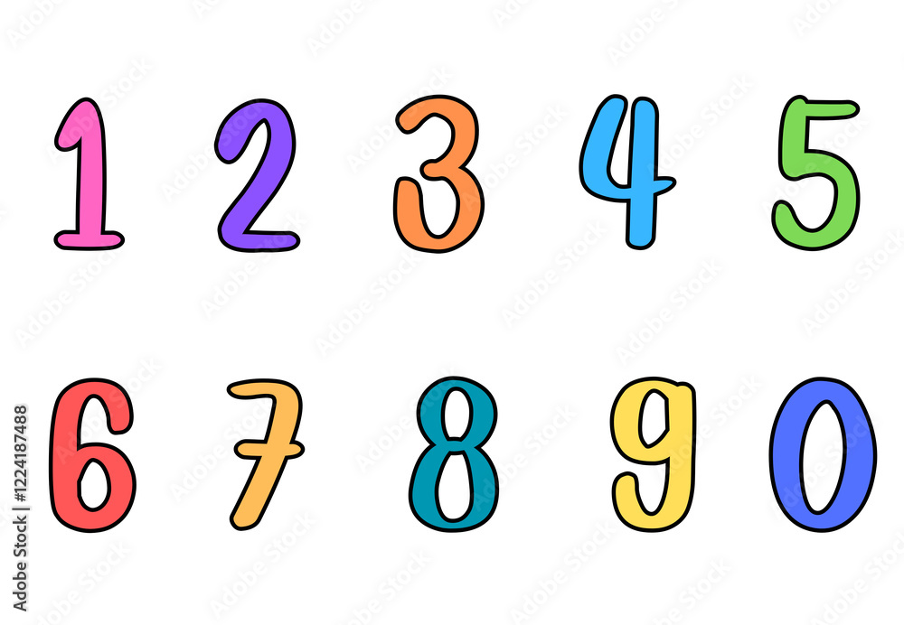 Set of numbers from zero to nine. Collection of numbers isolated on a white background. Vector illustration.
Set of numbers from zero to nine. Collection of numbers isolated on a white background. Vector illustration.