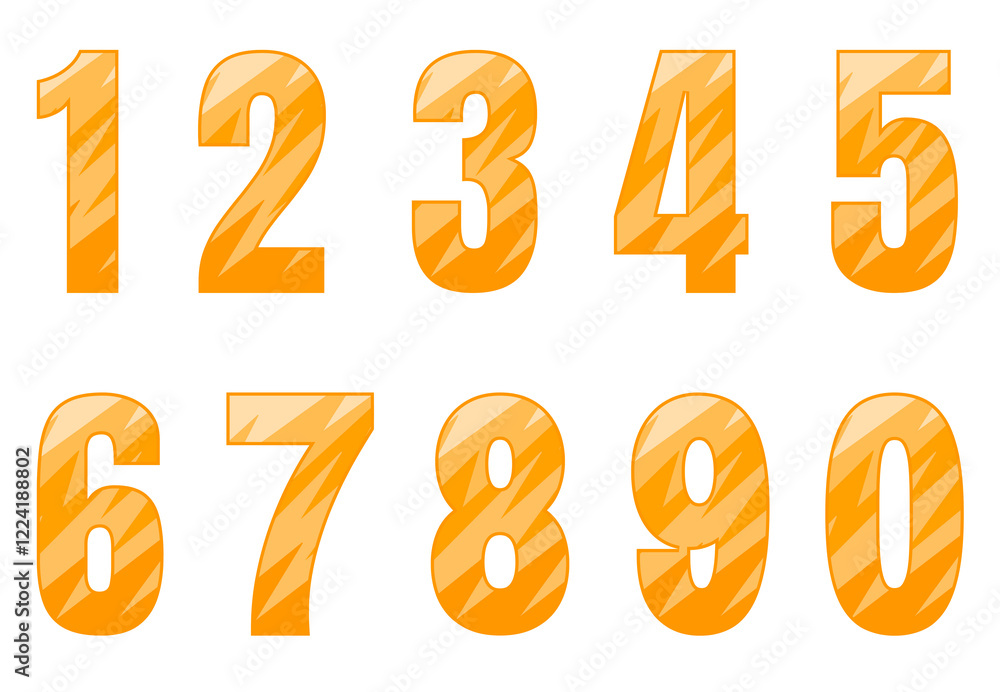 Set of numbers from zero to nine. Collection of numbers isolated on a white background. Vector illustration. Set of numbers from zero to nine. Collection of numbers isolated on a white background. Vector illustration.