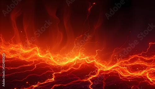 An intense gradient background featuring a glowing fusion of red, fiery orange, and warm yellow, resembling molten lava energy