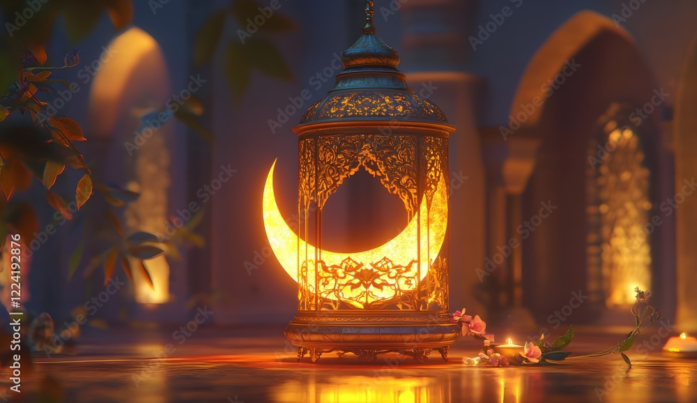 Ramadan Kareem Background with lattern and moon Ramadan Kareem Background with lattern and moon