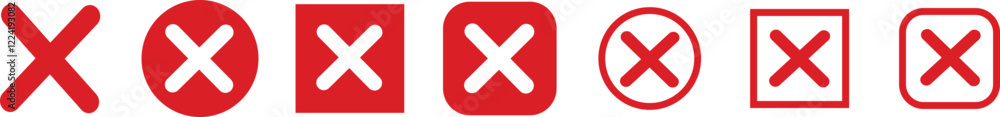 Obraz premium set of Red cross sign icon. Wrong mark collection. Red cross X symbol. Red grunge X icon. Cross brush sign 