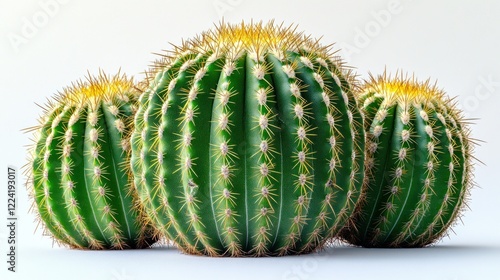 Three green cacti desert plants studio shot photo