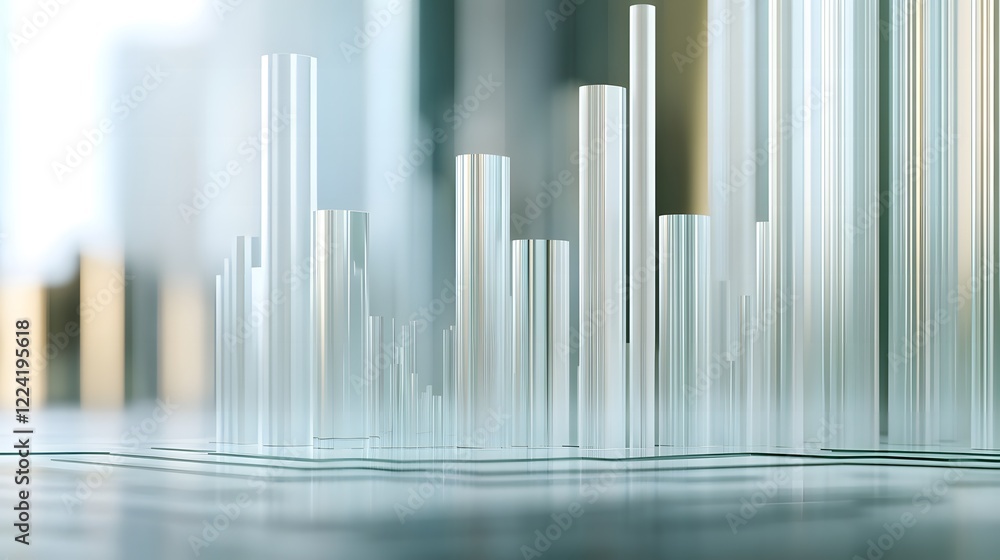 Frosted glass 3D graph depicting financial growth, clean modern design, centered composition. Symbolizes progress and innovation in finance Frosted glass 3D graph depicting financial growth, clean modern design, centered composition. Symbolizes progress and innovation in finance