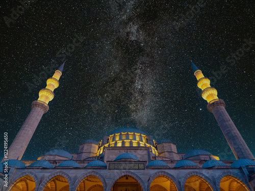 Canvas Print Suleymaniye Mosque with starry night