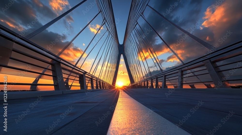 Obraz premium Sunset Bridge Highway Dramatic Sky Travel