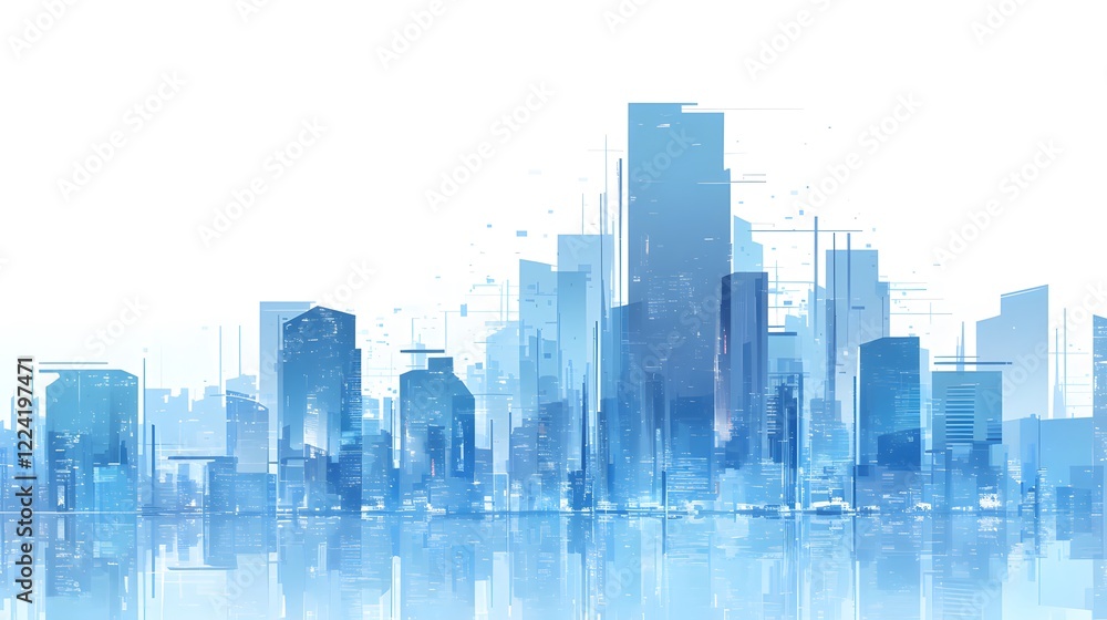 Stylish city skyline with skyscrapers and urban stripes, capturing modern architecture and design Stylish city skyline with skyscrapers and urban stripes, capturing modern architecture and design