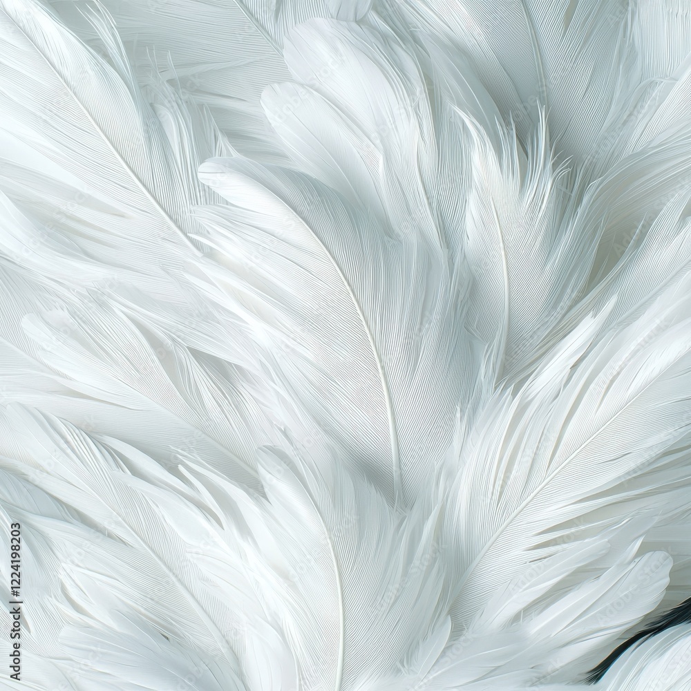 Fototapeta premium Macro shot of stork feathers close-up nature soft white texture fine details elegant