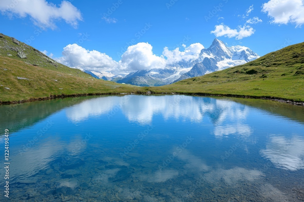 Fototapeta premium Serene Alpine Lake Reflecting Majestic Mountain Peak