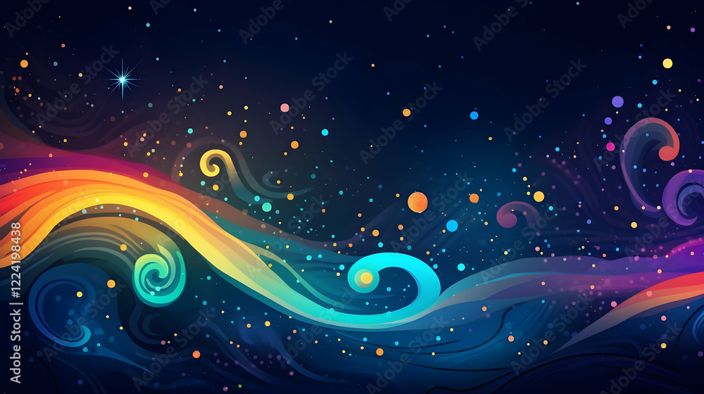 Obraz premium Vibrant wave pattern glowing in glittering curves abstract art digital design colorful background artistic viewpoint