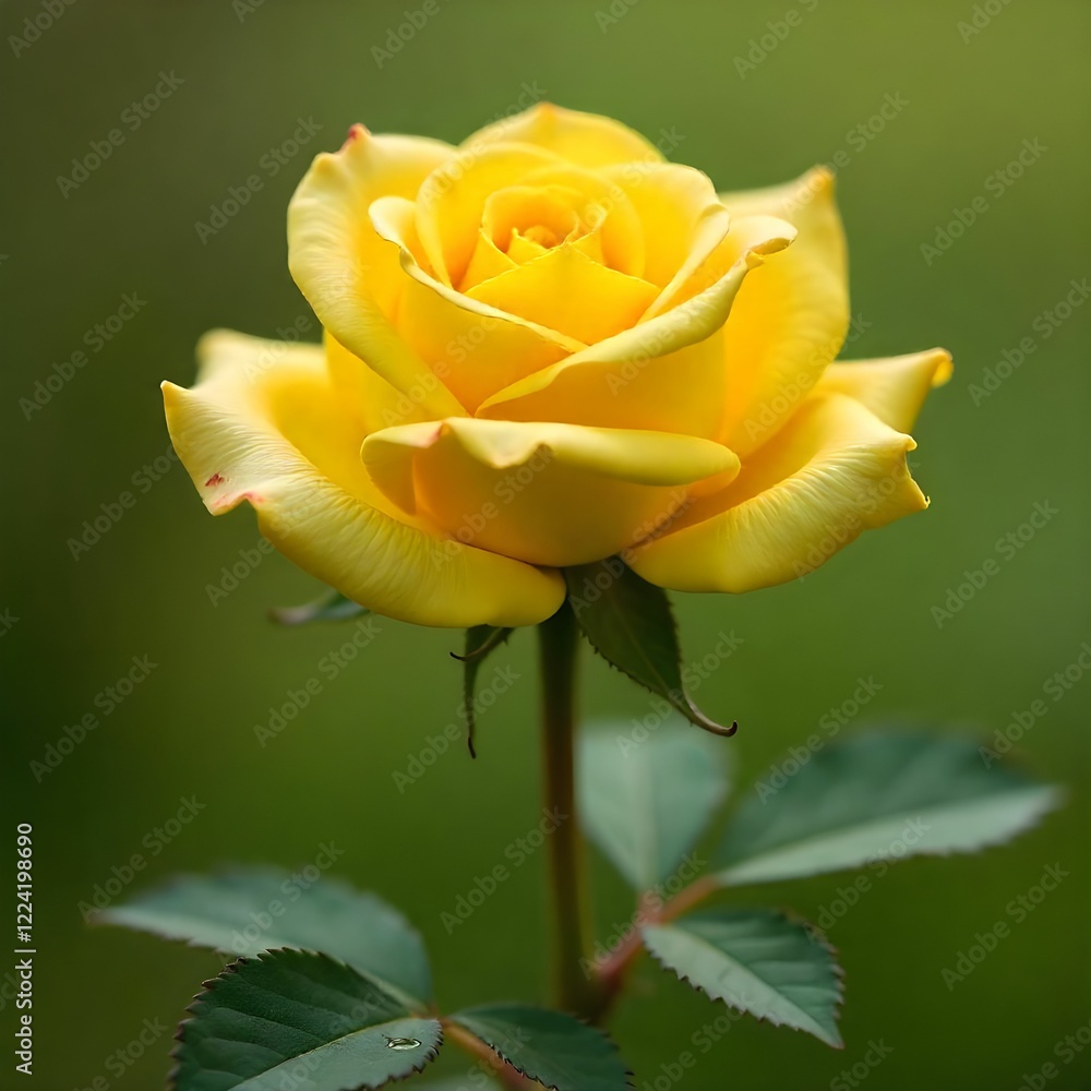 yellow rose on green background