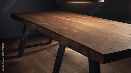 rustic, wooden table surface with a circular layout composed of several wide, uneven planks, each showcasing a distinct grain pattern and texture