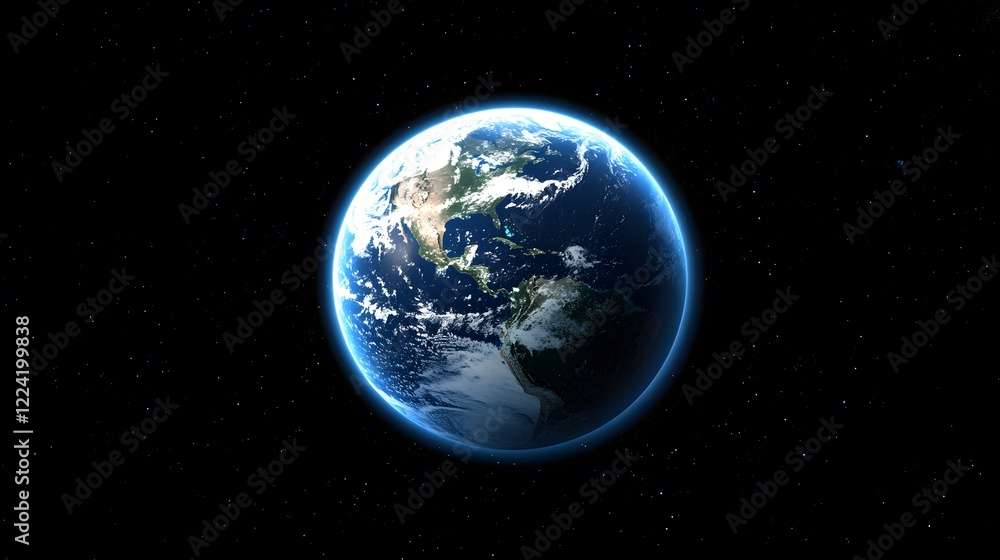 Fototapeta premium Glowing Earth with abstract network connections, symbolizing global connectivity and unity in a vast universe