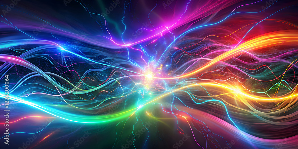 Obraz premium Abstract Art. Glowing Lines and Energy Flow