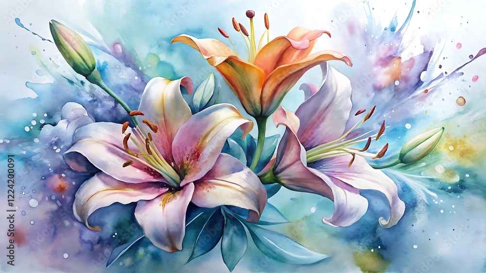 Fototapeta premium watercolor background with flowers