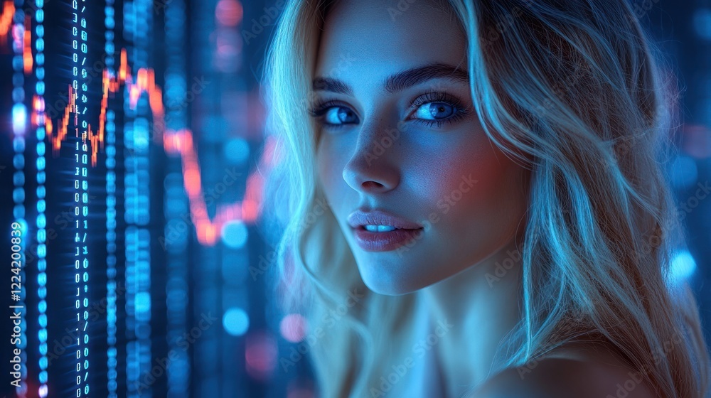 Woman Stock Market Data Screen Finance Woman Stock Market Data Screen Finance