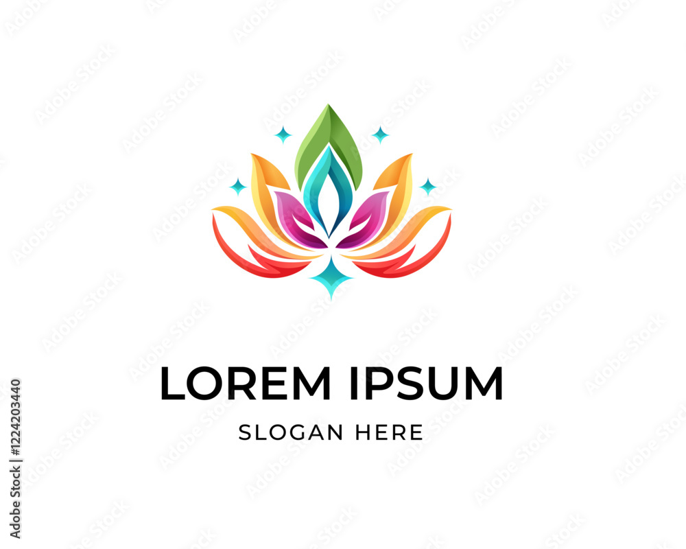Obraz premium lotus colorful logo with business card template