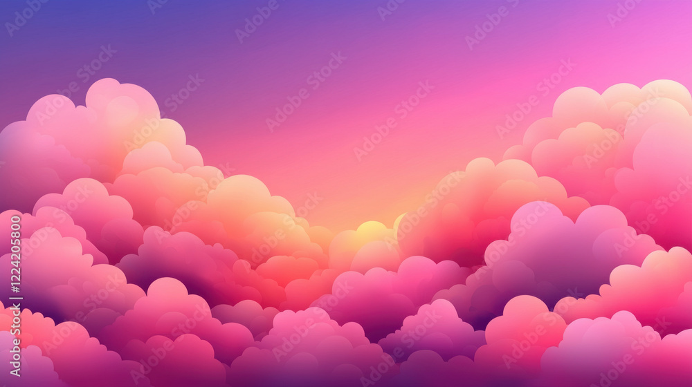 Fototapeta premium Vibrant clouds glowing with soft gradients at sunset