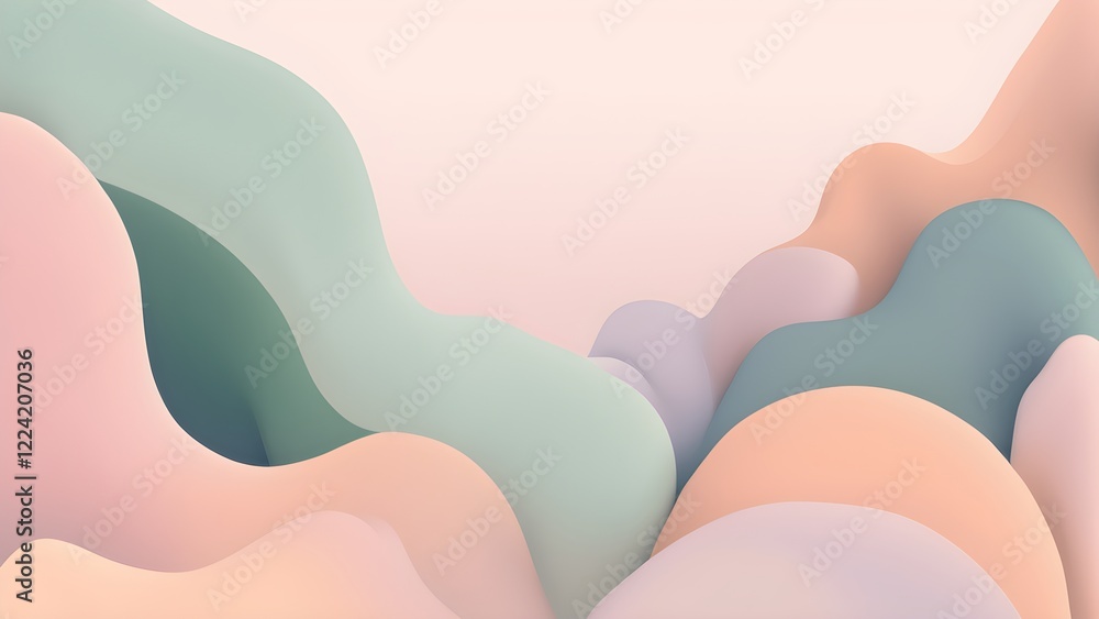 Abstract pastel-colored 3D waves background.