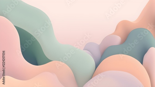 Obraz na płótnie Abstract pastel-colored 3D waves background. w salonie