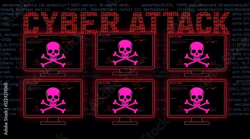 Obraz na płótnie Cyber Attack Prevention & Security: Protect Your Data from Hackers, data breach, malware, ransomware, phishing, DDoS attack, online security, information security, cybercrime, cybersecurity awareness. w salonie