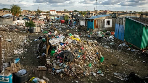 Wallpaper Mural Overcrowded Slums with Extensive Garbage and Debris in Developing Country Torontodigital.ca