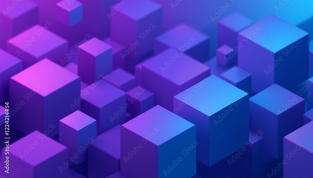 Abstract 3D Cubes: Neon Purple and Blue Geometric Pattern Abstract 3D Cubes: Neon Purple and Blue Geometric Pattern