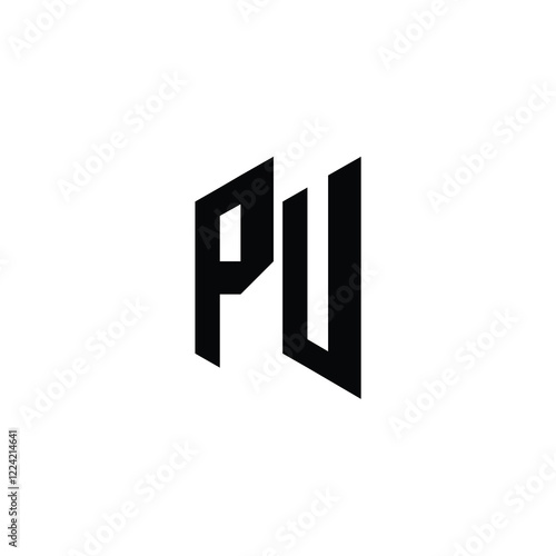 PU monogram logo design letter text name symbol monochrome logotype alphabet character simple logo