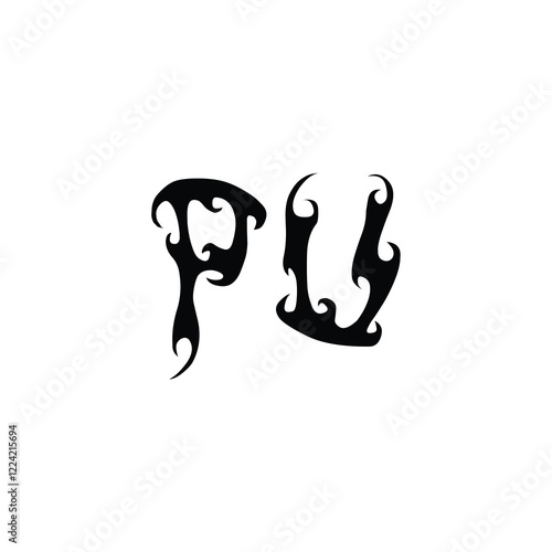 PU monogram logo design letter text name symbol monochrome logotype alphabet character simple logo