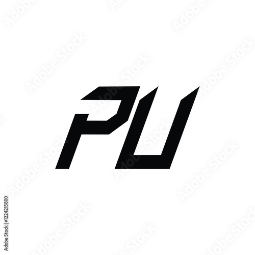 PU monogram logo design letter text name symbol monochrome logotype alphabet character simple logo