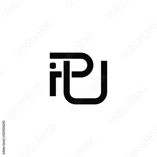PU monogram logo design letter text name symbol monochrome logotype alphabet character simple logo