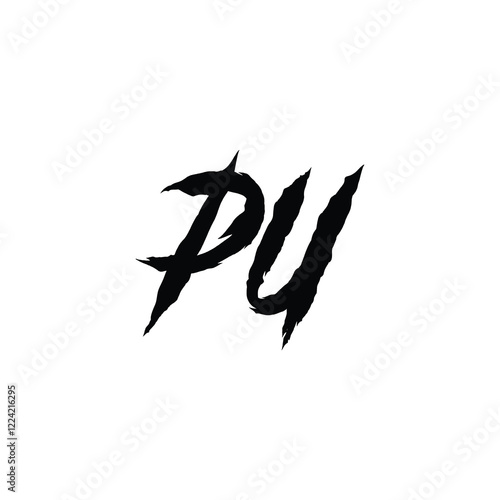 PU monogram logo design letter text name symbol monochrome logotype alphabet character simple logo