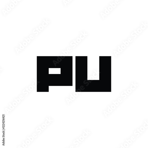PU monogram logo design letter text name symbol monochrome logotype alphabet character simple logo
