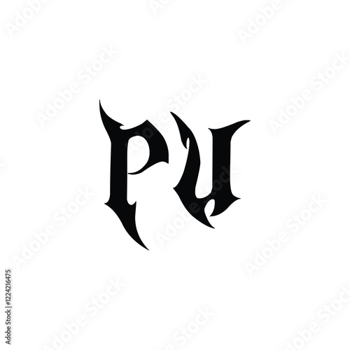 PU monogram logo design letter text name symbol monochrome logotype alphabet character simple logo