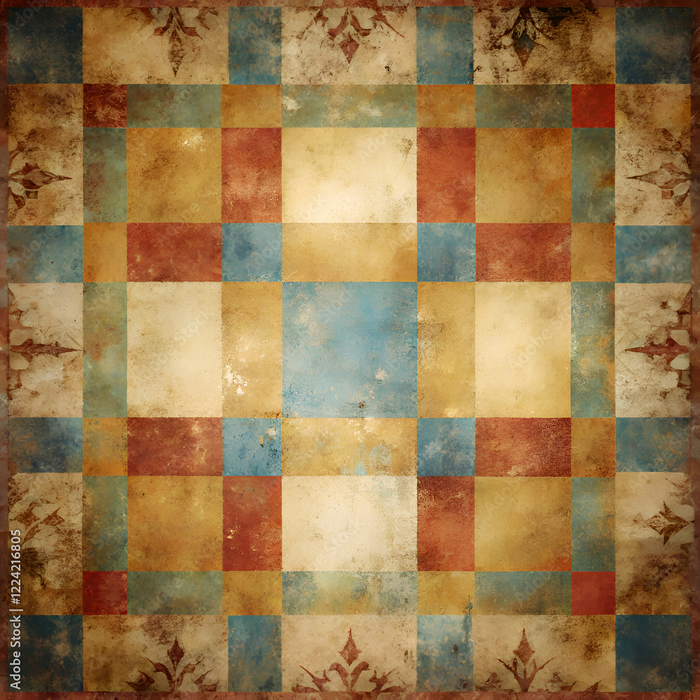 Fototapeta premium Vintage Checkered Tile Floor Pattern