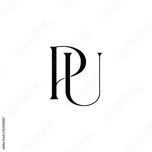 PU monogram logo design letter text name symbol monochrome logotype alphabet character simple logo