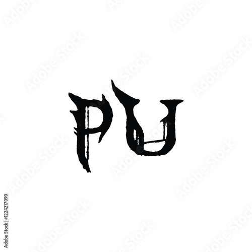 PU monogram logo design letter text name symbol monochrome logotype alphabet character simple logo
